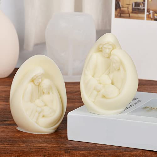 2 Stück 10,2 cm Krippenform Baby Jesus Familie Harzform Krippe Skulptur Form Silikonform für Harz Kerze Form Krippe Kerze Form Krippe Krippe Dekoration Form Jesus Figuren