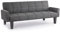 Home Detail 3 Seater Sofa Bed Fabric Tufted Fabric Dark Grey Light Grey Clic-Clac Black Legs (Dark Grey)