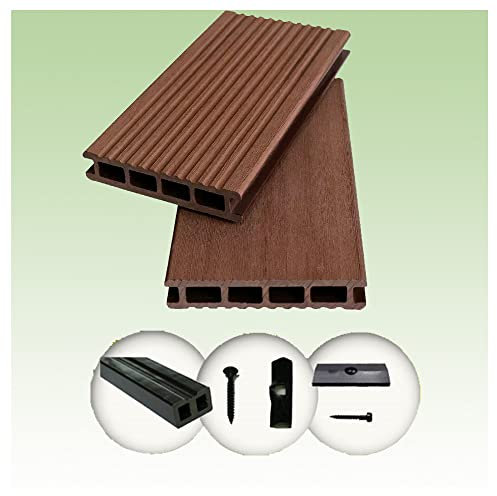 Terrassendielen WPC Komplettset WoodoKorfu (20 x 120 mm, 2,4 m lang) in braun (12 m²)