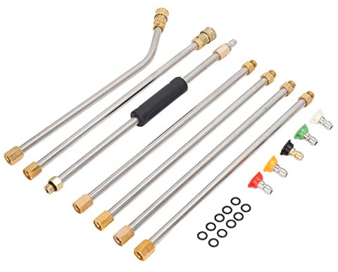 Baguette d'extension pour Nettoyeur Haute Pression, Lance de Nettoyeur Haute Pression 4000PSI Outil de Nettoyage de gouttière avec 5 Embouts de buse pour Voiture