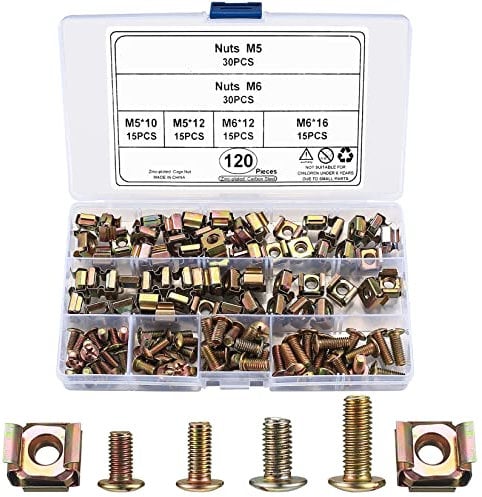 120 Pezzi Vite per Montaggio Dado a Gabbia, Set di Dadi a Gabbia per Armadi di Rete, Viti per Rack e Set di Dadi a Gabbia per Pannelli di Connessione, Cabinet per Server da 19 pollici e 10 pollici