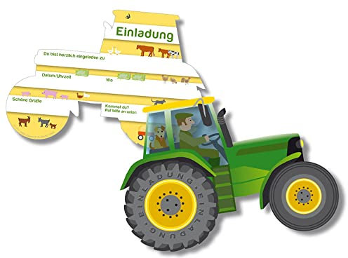 HHO Bauernhof-Farmer-Party 6 Traktor-Einladungen (Einladungen 1)