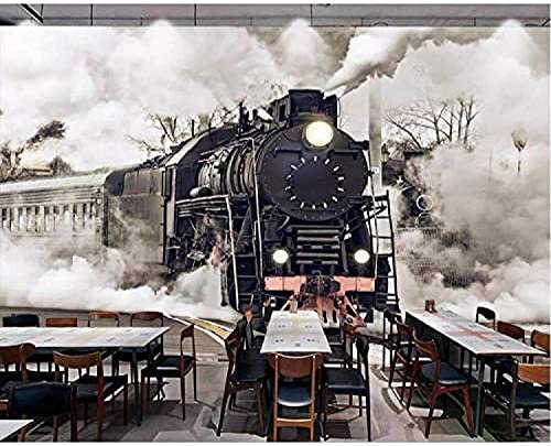 Wandbild Tapete, 3D Dampfzug Retro-Zug Selbstklebende Tapete Zum Abziehen Und Aufkleben Für Wohnzimmer, Schlafzimmer, Tv-Hintergrund, Büro, Restaurant, Motiv, Zimmer, Ab 140 (Breite) x 70 (Höhe) cm