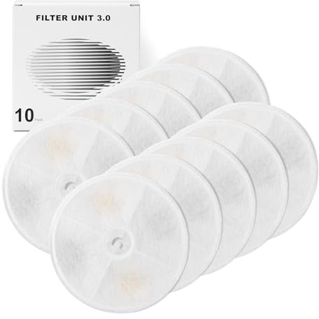 10 Stück Katzenbrunnen Filter, Filter unit 3.0 Harz und Aktivkohle Katzen Hunde Trinkbrunnen kompatibel mit 1,85L und 2L/1.8L Automatische intelligenter Katzenbrunnen