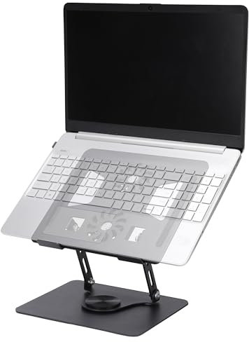 BELLE VOUS Adjustable Laptop Stand for Desk - 360° Rotating Base, Foldable Laptop Riser with Cooling Pads - Ergonomic Portable & Compatible with all Laptop/Notebook Holder - (11-17.3 inches) - Black