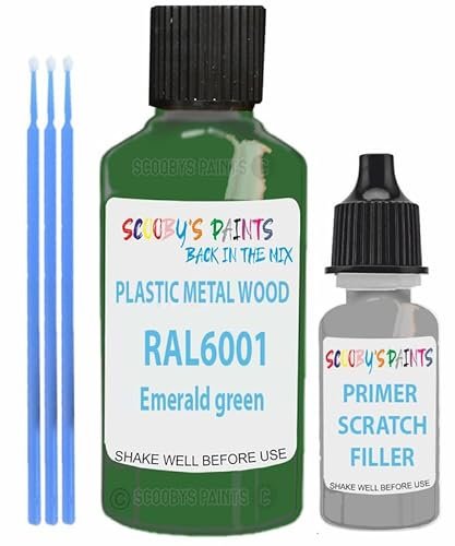 RAL Repair Touch Up Paint for scratch/chip PVC,UPVC,Metal,Plastic,Wood,kitchen,appliances,interior,exterior,porcelain application- Gloss Finish with anti-rust primer (Ral6001 Emerald Green)