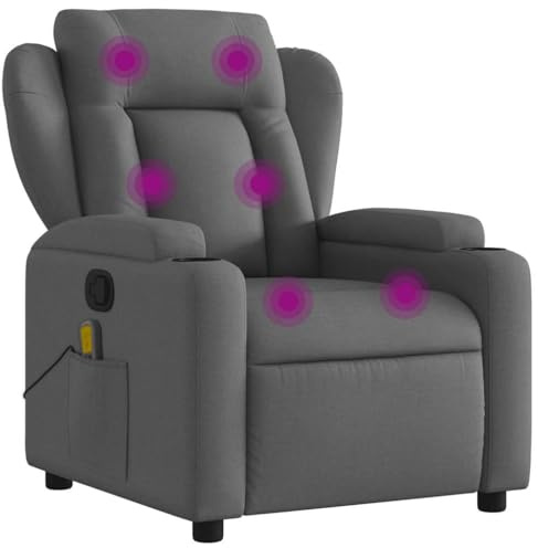 vidaXL Massage-Relaxsessel, Stoff, Dunkelgrau