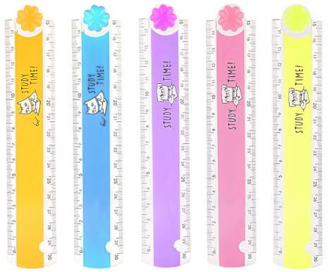 5 Stück Acryl-Lineal, faltbare Lineale, Lineal für geometrisch, zusammenklappbar für Kinder, Studenten, Büro, Schule