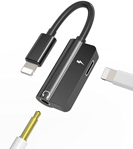 Adaptador Lightning to Jack 3.5mm Auxiliar Coche Cascos Dongle 2en1 Cargador Auriculares Accesorios Cable Auricular Aux Audifonos Carga Convertidor para Apple iPhone 14 13 12 11 Pro Max para iPad Mini