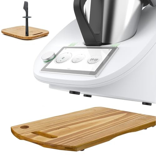 JAOGAUS Sliding Board for Thermomix TM6 TM5, Wooden Thermomix Gliding Board, Upgrade Quick Moving Rolling Board for Thermomix, Thermomix Accessories with Extra Spoon Hole, Sliding Double Bead Base