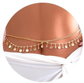 TINGN Gold Bauchkette für Frauen - Vergoldete Geschichtete CZ Körperkette Kubanische Taillenkette Mehrschichtige Sexy Bikini Taillenkette Sommer Strand Schmuck Geschenke für Frauen Bauchkette Damen