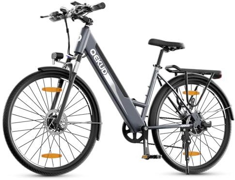 Qekud 26 Zoll E-Bike Herren/Frauen Elektrofahrrad mit 36V/13Ah Li-Ion Akku 250 WattMotor7-Gangschaltung mit LCD Display Hybridmodus Reichweite bis zu 100KM EU-konform,mit APP