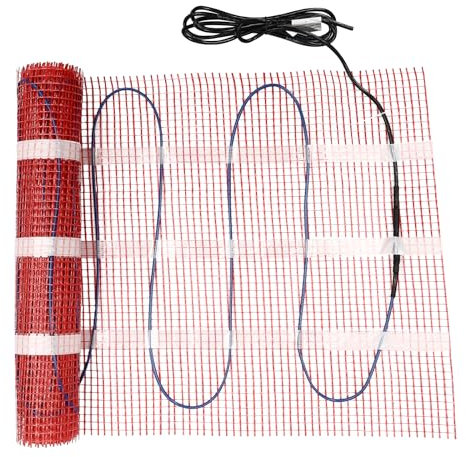 Begoniape 450W WLAN Elektrische Fußbodenheizung 3m²(6m*0.5m) Heizmatte Thermostat mit Sensoren Fußbodenheizung Elektrisch für unter Fliesen, Naturstein, Laminat (Rot)