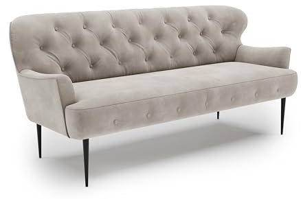 CAVADORE 3-Sitzer Küchensofa Amba, Trendige Sitzbank für Küche oder Esszimmer / 193 x 97 x 87 / Hochwertiges Mikrofaser: Hellgrau