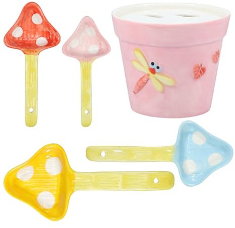 Juego de tazas medidoras de cerámica de, 4 tamaños de tazas y cucharas medidoras de cerámica, bonitas cucharas medidoras de, juego de tazas medidoras para hornear, tazas medidoras de