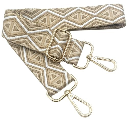 Verstellbarer Schultergurt für Taschen Beige Khaki, Taschengurte zum Wechseln, Taschengurt Breit mit Karabiner Gold, 80-130 cm Tragegurt Tasche für Damen Schulterriemen, Handtasche, 3.8cm, 1214