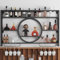 Wall Display Cabinet，Wall Mounted Wine Rack Metal Modern Bottle & Glass for Bar Cupboard Black Home Unit Fridge Shelf Hanging Gold(Size:120 * 15 * 80cm,Color:Black)