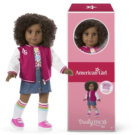 American Girl, Truly Me 18-inch Doll #112 with Brown Eyes, Natural Short Curly Dark-Brown Hair, Deep Skin, for Ages 6+