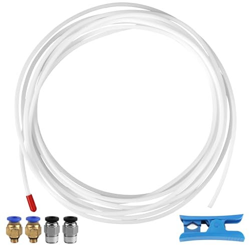 GHVACZS 5 Meter 3D Drucker PTFE Schlauch, PTFE Schlauch 1,75 mm, 3D Drucker Schlauch mit Schlauchschneider, 2 Stück PC4-M6 Stecker und 2 Stück PC4-M10 Stecker