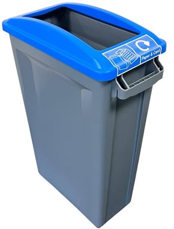 Chabrias Ltd 60L Slim Bin with Open Blue Lid & Plaper Card Logo – Space-Saving Recycling Container for Home, Office, Kitchen