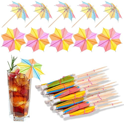 50 Pièces Mini Parapluie Cocktail, Parasol à Cocktail, Parapluie Boisson, Papier Cocktail Parapluie, Parasol Cocktail Décoration, Parapluie de Cocktail pour Décoration Gâteau, Boissons, Dessert (C)