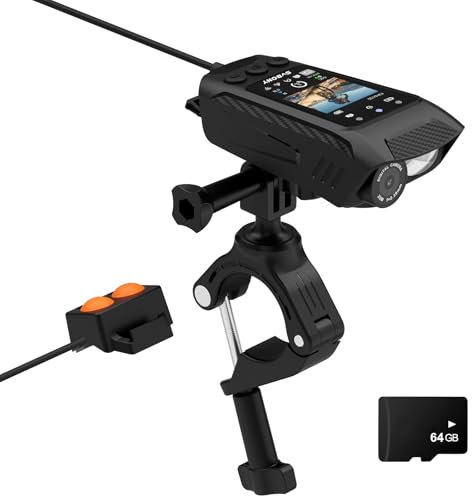 SVBONY SVGo C1 Bicycle Camera, 4-in-1 GPS, Ordenador para Bicicleta, luz para Bicicleta,Grabadora para Bicicleta, Batería de 2500 mAh, Estabilización de Imagen Integrada,Ideal para Ciclismo(64G Card)