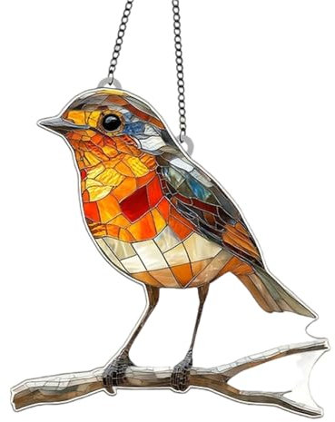 LUMOOM Lichtfänger Fenster, Sonnenfänger Groß, Dekoanhänger für Zweige, Fensterbilder Vögel, Fensterdekoration, moderner Suncatcher, Fensterbehang Fenster Türen Deko, Wandschmuck mit Kette (A)