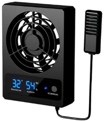 GIWFBQTR Smart Cooling Fan Low Noise Cooling Fan Strong Wind Ventilation Fan for Reptile Tank with LED Display (Fahrenheit)