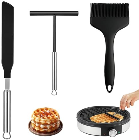 Sugfews Crepes Verteiler und Spatel Set, 3 Stück Crepes Teigverteiler, Edelstahl und Silikon, Inklusive T-Teigschaber, Spatel, Kochpinsel, zum Backwaren und verzierte Torten