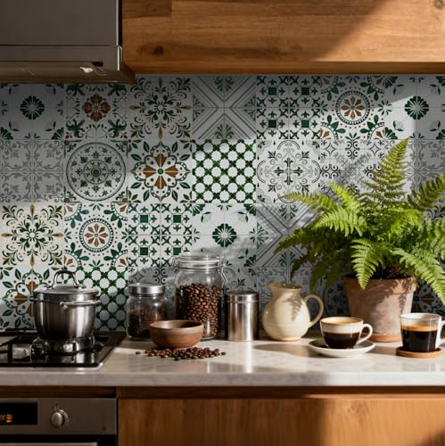 Tile Stickers for Kitchen 24 pcs Stick on Tiles Kitchen Bathroom Self