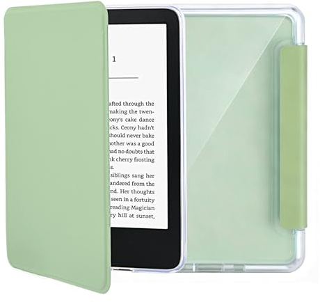 Custodia compatibile con Kindle Paperwhite 2024 (12a generazione - 7), Clear Soft Colorsoft Signature Edition -2025/2026, PU Magnetic Cover Case con Auto Wake/Sleep (Black) (Green)