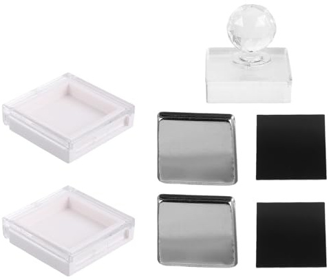 Hemobllo 2 Pezzi Contenitore Magnetico per Cosmetici Quadrato Bianco in Ferro e Plastico Chiusura Robusta, Palette Impilabile Verticale per Viaggi e Organizzazione Compatta