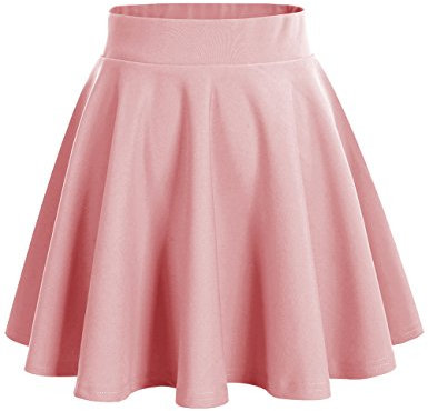 DRESSTELLS Gonna Corta Svasata Mini Gonna da Pattinatrice Versatile Elastica Solida Colore Gonna, Blush XL