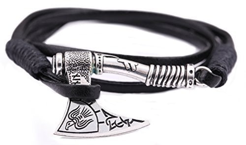 TEAMER Norse Viking Runes Axe Bracelets Perun Irish Knot Raven Animal Hatchet Amulet Talisman Jewelry (Antique Sliver)