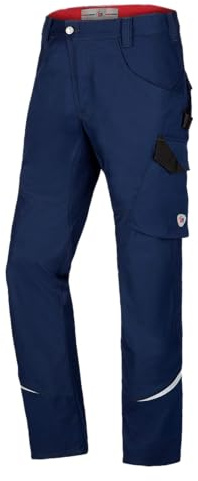 BP 1980-570-110 Schmale Arbeitshose - Schlanke Silhouette - Stretchmaterial - Elastischer Rücken - Ergonomischer Schnitt - 65% Polyester, 35% Baumwolle - Kurze Passform - Größe: 44s - Farbe: nachtblau