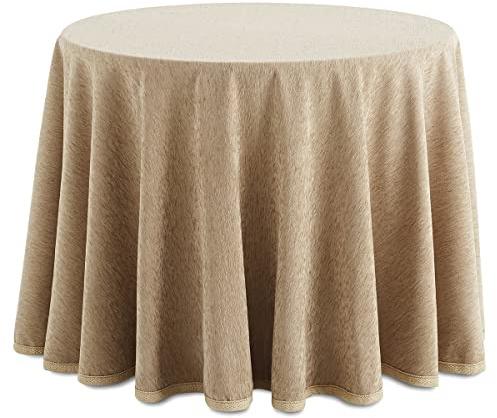 Falda Camilla Chenilla Redonda 100 cm diámetro Beig Lanovenanube | Tejido chenilla aterciopelado y tacto suave. Composición 50% PES, 20% algodón y 30% PAC. Acabado con ribete.