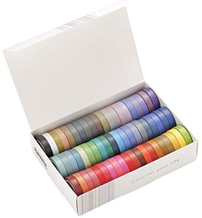 STOBOK 60 Rollos Cinta Adhesiva De Colores Cinta Decorativa Washi Para Manualidades Scrapbooking Y Envolver Regalos De Papel Creativa Para Decorar Libretas Marcos Y Paredes
