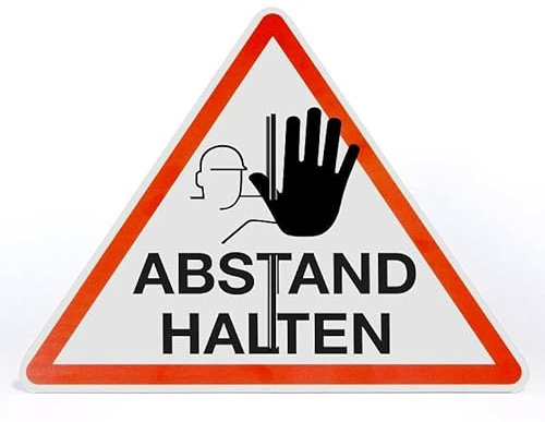 AllesKlaro® - Warnschild Aufsteller - Stop Abstand halten - Dreieck - freistehend aufstellbar - stabile 4mm Alu Verbundplatte (50x40cm)