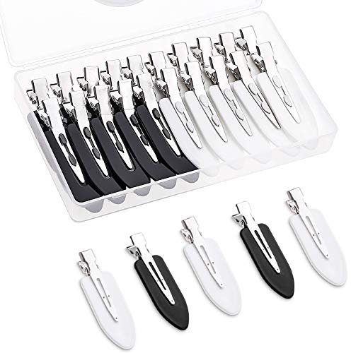 20 pezzi Fermagli per Capelli Senza Piega con Scatola, Fermagli per Capelli Senza Rughe per le Ragazze le Donne si Lavano il Trucco e Styling dei Capelli (Bianco, Nero)
