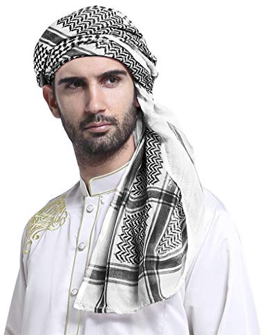 FakeFace Männer Hijab Kopftuch Islam Hijab Herren Halstuch Schal Islamische Arabisch Kopfkappe Muslim Kleidung Schal Sommer Turban Kopfbedeckung Kopf Wraps