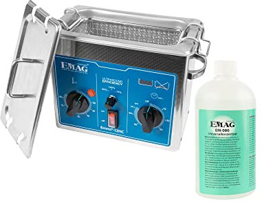 EMAG Ultraschallreiniger Emmi 12HC Edelstahl I Brillenreinigungsgerät auch für Schmuck & Uhren I Ultraschallreinigungsgerät aus Deutschland I 1,2l