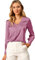 Allegra K Damen Elegant Satin Shirt Langarm Büro Arbeit Blusen Tops, Lila Pflaume, Mittel
