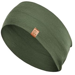 menique 100% Merino Damen Stirnband: menique rutschfeste Schweißbandbreite Ohrwärmer für das Laufen Wandern Yoga Sport-Stirnbänder für Feuchtigkeitsableitung und Haarband (Universal, Dunkelgrün)