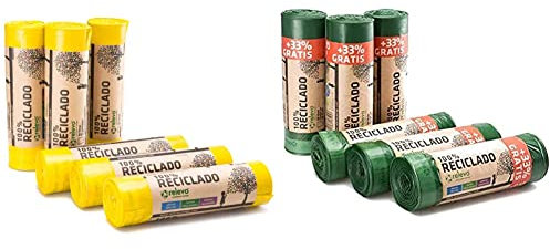 Relevo sacs poubelle jaune 100% recyclés, très résistant 30L, 90 pièces & sacs poubelle 100% recyclés, très résistant 30L, 120 pièces