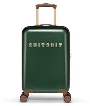 SUITSUIT Fab Seventies Classic – Handgepäck-Koffer mit 4 Rollen – 55 cm – 33L – Dunkelgrün