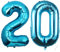 20 Geburtstag Deko zahlen luftballon 20 jahre | Folienballon blau- für 20. Geburtstagsdeko Männer Frauen Ballon Zahl Deko zum Geburtstag fliegt mit Helium 20.Geburtstagsparty 40-101cm
