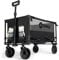 Sekey Folding Festival Trolley with 330LBS Large Capacity, Heavy Duty Camping Beach Wagon, Removable All-terrain Wheels, Collapsible Cart with Adjustable Handle & Drink Holders, Black&Grey