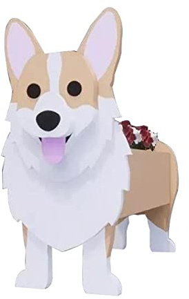 LIBOOI Dog Planter, Animal Flower Planter Pot for Outdoor Plants, Corgi Gifts for Corgi Lovers Women Men Dog Lovers, Handmade Storage Container Planters for Garden Decoration Cactus Office Home Gifts