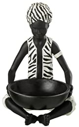 J-line Edel schöne Figur Skulptur Afrika Junge Ablage H25 cm Schüssel