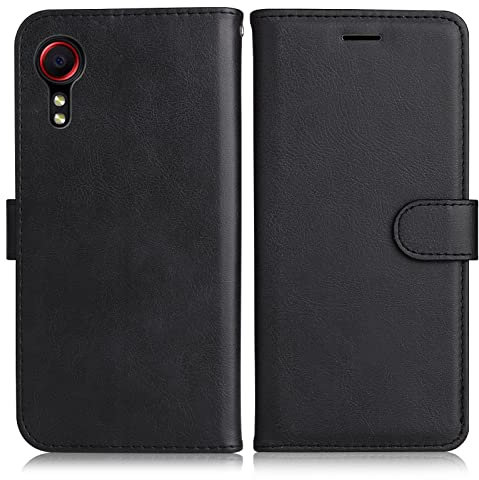 DENDICO Coque pour Galaxy Xcover 5, PU en Cuir Coque Portefeuille Étui Housse, Design Classique TPU Coque pour Samsung Galaxy Xcover 5, Noir